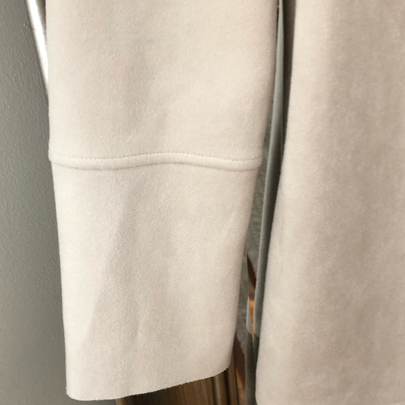 Zara Two-Tone Long Blazer Coat in Cream and Taupe faux suede - Picture 7 of 12